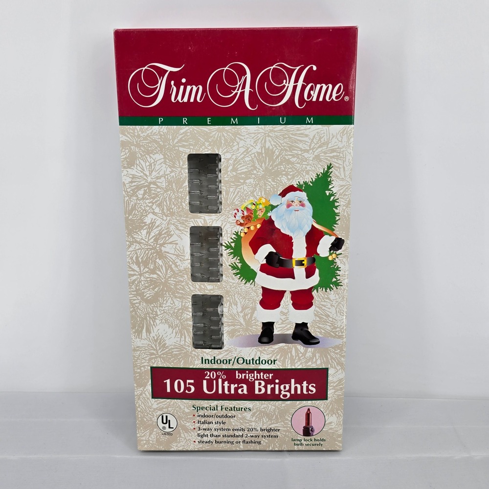 Trim A Home Premium 105 Ultra Brights Christmas Lights Clear Indoor Outdoor 48ft